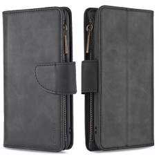 For iPhone XR Skin Feel Detachable Magnetic Zipper Horizontal Flip PU Leather Case with Multi-Card Slots & Holder & Wallet & Photo Frame & Lanyard(Black)
