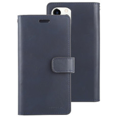 For iPhone 12 Pro Max GOOSPERY MANSOOR Crazy Horse Texture Horizontal Flip Leather Case with Holder & Card Slots & Wallet(Navy Blue)