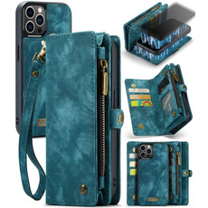 For iPhone 12 / 12 Pro CaseMe-008 Detachable Multifunctional Wallet Leather Phone Case (Blue)