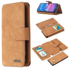 For Huawei Y6 (2019) Detachable Frosted Magnetic Horizontal Flip Leather Case with Card Slots & Holder & Zipper Wallet & Photo Frame(Brown)