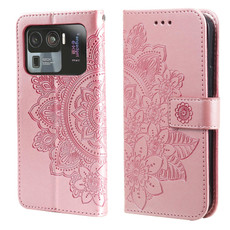 For Xiaomi Mi 11 Ultra 7-petal Flowers Embossing Pattern Horizontal Flip PU Leather Case with Holder & Card Slots & Wallet & Photo Frame(Rose Gold)