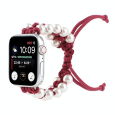 Umbrella Rope Bead Nylon Watch Band For Apple Watch Series 9&8&7 41mm / SE 3&SE 2&6&SE&5&4 40mm / 3&2&1 38mm(Red)