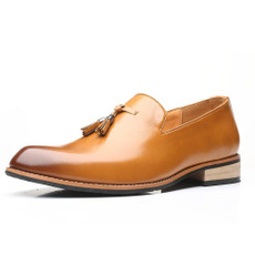 Pointed British Men Dress Shoes Soft Rubber Sole Shoes Wedding Shoes, Size:47(Yellow)