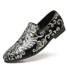 Men Casual Fashion Glitter Shoe Slip-on Shoes Loafers, Size:38(Black)