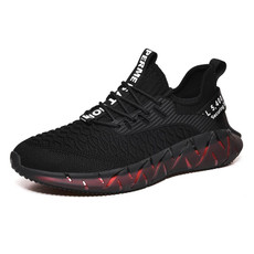 Men Lightweight Breathable Mesh Sneakers Flying Woven Casual Running Shoes, Size: 38(Plus Velvet Winter Black)