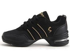 Soft Bottom Mesh Breathable Modern Dance Shoes Heightening Shoes for Women, Shoe Size:40(Black Gold)