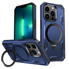 For iPhone 13 Pro Max Patronus MagSafe Magnetic Holder Phone Case(Navy Blue)