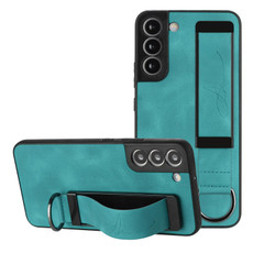 For Samsung Galaxy S22+ 5G Wristband Holder Leather Back Phone Case(Green) For Samsung Galaxy S22+ 5G Wristband Holder Leather Back Phone Case(Green)