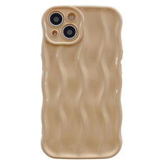 For iPhone 14 Wave Texture Bright TPU Phone Case(Khaki)