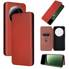 For Xiaomi 13 Ultra Carbon Fiber Texture Flip Leather Phone Case(Brown)