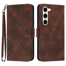 For Samsung Galaxy S23+ 5G Line Pattern Skin Feel Leather Phone Case(Coffee) For Samsung Galaxy S23+ 5G Line Pattern Skin Feel Leather Phone Case(Coffee)