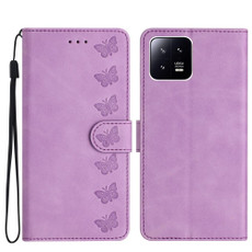 For Xiaomi 13 Seven Butterflies Embossed Leather Phone Case(Purple)