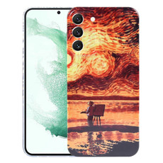 For Samsung Galaxy S22+ 5G Precise Hole Oil Painting Pattern PC Phone Case(Sunset)