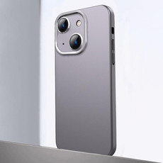 For iPhone 14 Frosted Metal Material Phone Case with Lens Protection(Grey)