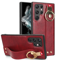 For Samsung Galaxy S22 Ultra 5G Wristband Leather Back Phone Case(Red) For Samsung Galaxy S22 Ultra 5G Wristband Leather Back Phone Case(Red)