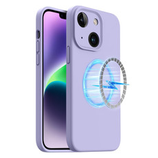 For iPhone 14 Plus LK MagSafe Magnetic Silicone Phone Case(Purple)