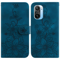 For Xiaomi Redmi K40/K40 Pro / Poco F3 Lily Embossed Leather Phone Case(Dark Blue) For Xiaomi Redmi K40/K40 Pro / Poco F3 Lily Embossed Leather Phone Case(Dark Blue)