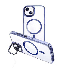 For iPhone 14 MagSafe Magnetic Invisible Holder Transparent Phone Case(Blue)