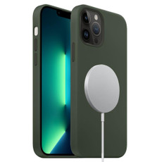 For iPhone 13 Pro Max MagSafe Liquid Silicone Full Coverage Phone Case(Deep Green)