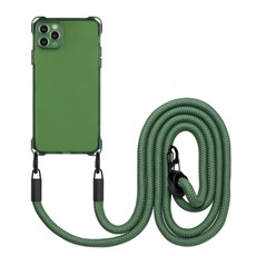 For iPhone 11 Pro Max Four-corner Shockproof TPU Phone Case with Lanyard(Green)