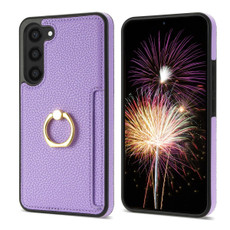 For Samsung Galaxy S23 5G Ring Card  Litchi Leather Back Phone Case(Purple) For Samsung Galaxy S23 5G Ring Card  Litchi Leather Back Phone Case(Purple)