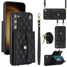 For Samsung Galaxy S23 5G Crossbody Rhombic Horizontal Wallet Leather Phone Case(Black) For Samsung Galaxy S23 5G Crossbody Rhombic Horizontal Wallet Leather Phone Case(Black)