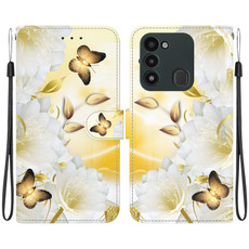 For Tecno Spark Go 2022 / 8C Crystal Texture Colored Drawing Leather Phone Case(Gold Butterfly Epiphyllum)