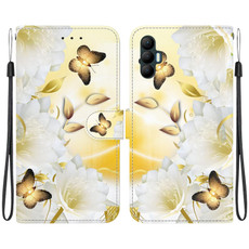 For Tecno Spark 8 Pro Crystal Texture Colored Drawing Leather Phone Case(Gold Butterfly Epiphyllum)