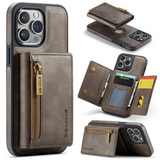 For iPhone 14 Pro Max DG.MING M5 Series Zip RFID Multi Card Detachable Leather Phone Case(Coffee) For iPhone 14 Pro Max DG.MING M5 Series Zip RFID Multi Card Detachable Leather Phone Case(Coffee)