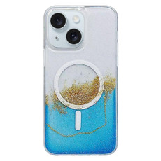 For iPhone 15 MagSafe Gilding Hybrid Clear TPU Phone Case(Blue)