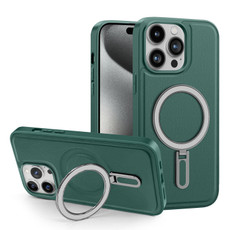 For iPhone 15 Pro Shield MagSafe Magnetic Holder Phone Case(Green) For iPhone 15 Pro Shield MagSafe Magnetic Holder Phone Case(Green)
