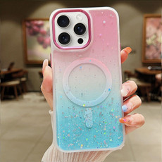 For iPhone 15 Pro Multicolor Gradient Glitter Sequin MagSafe TPU Phone Case(Pink+Green) For iPhone 15 Pro Multicolor Gradient Glitter Sequin MagSafe TPU Phone Case(Pink+Green)