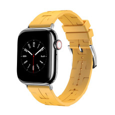 For Apple Watch Series 7 41mm H Texture Soft Silicone Buckle Watch Band(Yellow) For Apple Watch Series 7 41mm H Texture Soft Silicone Buckle Watch Band(Yellow)