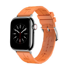 For Apple Watch Series 9 41mm H Texture Soft Silicone Buckle Watch Band(Orange) For Apple Watch Series 9 41mm H Texture Soft Silicone Buckle Watch Band(Orange)
