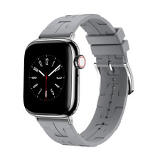 For Apple Watch Series 5 44mm H Texture Soft Silicone Buckle Watch Band(Gray)