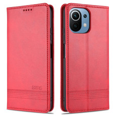 For Xiaomi Mi 11 Lite AZNS Magnetic Calf Texture Horizontal Flip Leather Case with Card Slots & Holder & Wallet(Red) For Xiaomi Mi 11 Lite AZNS Magnetic Calf Texture Horizontal Flip Leather Case with Card Slots & Holder & Wallet(Red)