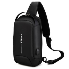 BAPASA A-177 Men Anti-theft Energetic Crossbody Bag with USB Port(Black)