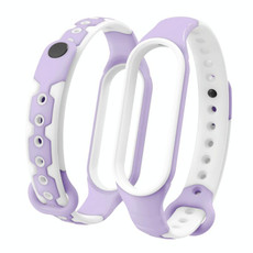 For Xiaomi Mi Band 6 / Band 5  Two-color Silicone Breathable Replacement Watchbands(Purple White)