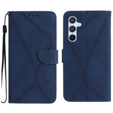 For Samsung Galaxy M34 5G Stitching Embossed Leather Phone Case(Blue)