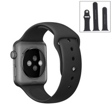 For Apple Watch Series 9&8&7 41mm / SE 3&SE 2&6&SE&5&4 40mm / 3&2&1 38mm High-performance Ordinary & Longer Rubber Sport Watch Band with Pin-and-tuck Closure(Black)