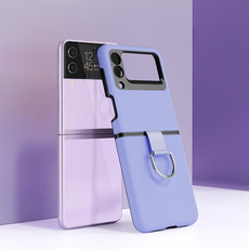For Samsung Galaxy Z Flip4 Silicone PC Ring Phone Case(Purple)