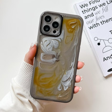 For iPhone 12 Pro Max Oil Painting Electroplating TPU Phone Case(Grey)