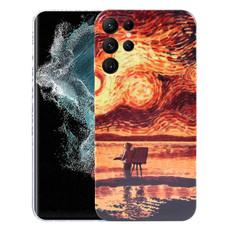 For Samsung Galaxy S22 Ultra 5G Precise Hole Oil Painting Pattern PC Phone Case(Sunset) For Samsung Galaxy S22 Ultra 5G Precise Hole Oil Painting Pattern PC Phone Case(Sunset)