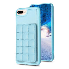 For iPhone 8 Plus / 7 Plus Grid Card Slot Holder Phone Case(Blue)