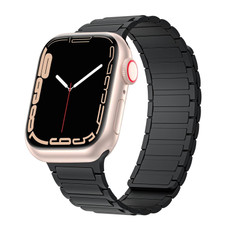 For Apple Watch SE 2023 44mm Magnetic Loop Silicone Watch Band(Black)
