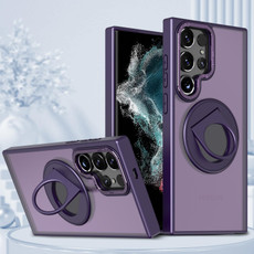 For Samsung Galaxy S22 Ultra 5G Rotating Ring Magnetic Holder Phone Case(Purple) For Samsung Galaxy S22 Ultra 5G Rotating Ring Magnetic Holder Phone Case(Purple)