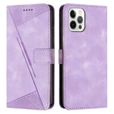 For iPhone 13 Pro Max Dream Triangle Leather Phone Case with Lanyard(Purple)