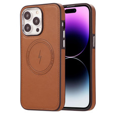 For iPhone 14 Pro Side Leather Magsafe Phone Case(Brown)