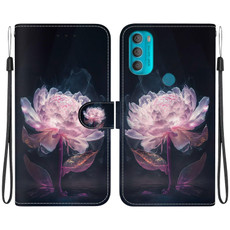 For Motorola Moto G71 Crystal Texture Colored Drawing Leather Phone Case(Purple Peony) For Motorola Moto G71 Crystal Texture Colored Drawing Leather Phone Case(Purple Peony)