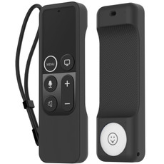 For Apple TV HD / 4K+AirTag AhaStyle PT157 Remote Control Tracker 2 In 1 Silicone Protective Cover(Black)